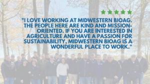 review from employee saying what they love about working at Midwestern BioAg