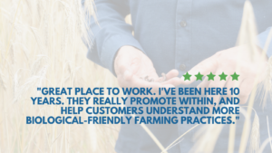review from employee saying what they love about working at Midwestern BioAg